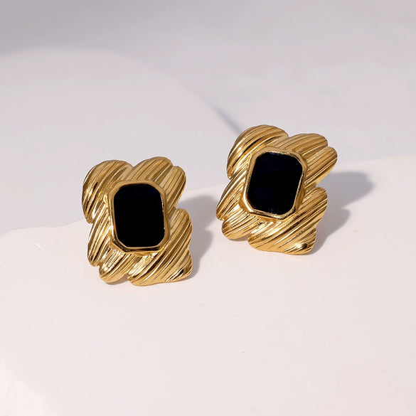 Wholesale Light Luxury Geometric Stainless Steel 18K Goldplated Women's Earrings