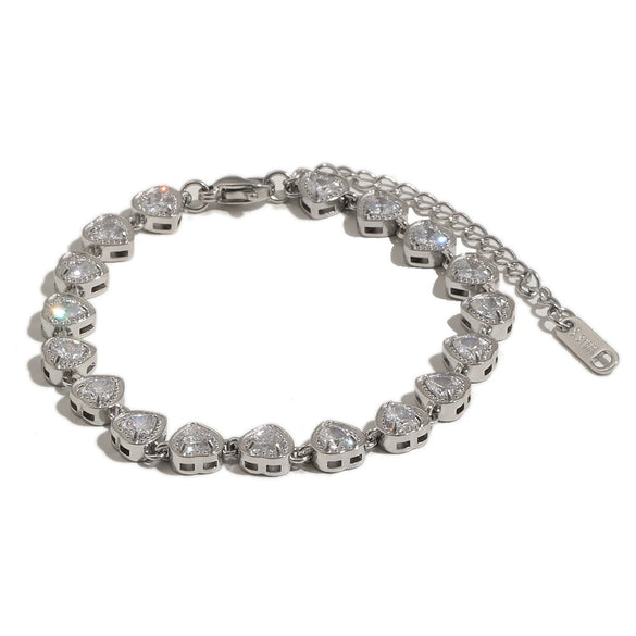 Wholesale Light Luxury Geometric Stainless Steel 18K Goldplated Zircon Water Drop Bracelet For Women