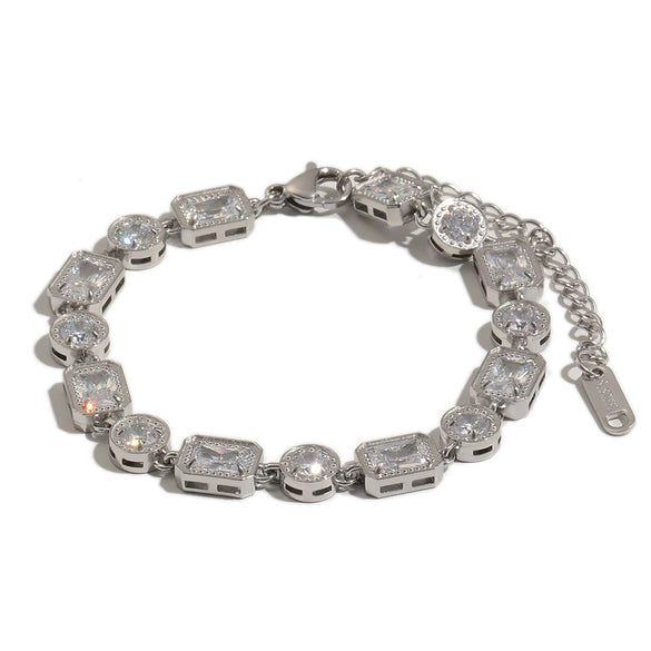 Wholesale Light Luxury Geometric Stainless Steel 18K Goldplated Zircon Water Drop Bracelet For Women