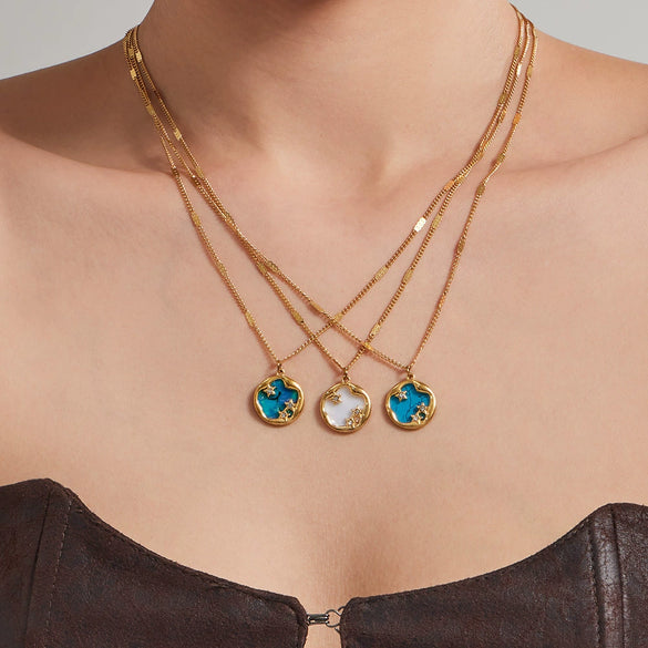 Wholesale Light Luxury Geometric Stainless Steel Necklace With 18K Gold Plating For Women