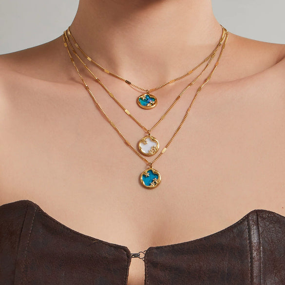 Wholesale Light Luxury Geometric Stainless Steel Necklace With 18K Gold Plating For Women