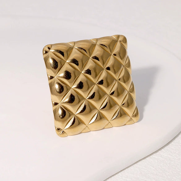 Wholesale Light Luxury Geometric Stainless Steel Open Ring For Women With Electroplating