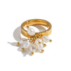 Wholesale Light Luxury Geometric Stainless Steel Pvd Furnace Vacuum Real Gold Plated Tassel Ring For Women