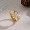 Wholesale Light Luxury Geometric Stainless Steel Pvd Furnace Vacuum Real Gold Plated Tassel Ring For Women