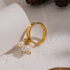 Wholesale Light Luxury Geometric Stainless Steel Pvd Furnace Vacuum Real Gold Plated Tassel Ring For Women