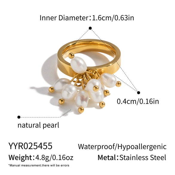 Wholesale Light Luxury Geometric Stainless Steel Pvd Furnace Vacuum Real Gold Plated Tassel Ring For Women