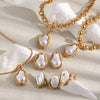 Wholesale Light Luxury Geometric Stainless Steel Pvd Furnace Vacuum Real Gold Plated Women's Necklace And Earrings Set