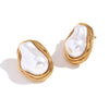 Wholesale Light Luxury Geometric Stainless Steel Pvd Furnace Vacuum Real Gold Plated Women's Necklace And Earrings Set