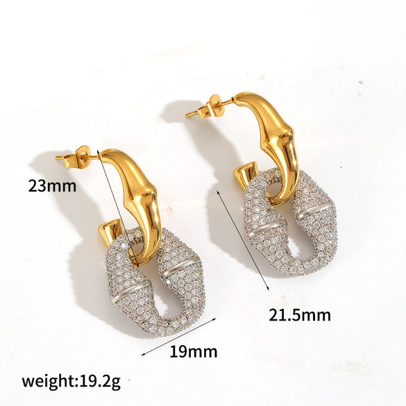 Wholesale Light Luxury Geometric Stainless Steel Real Gold Plated Jewelry Set For Women Earrings Necklace Bracelet