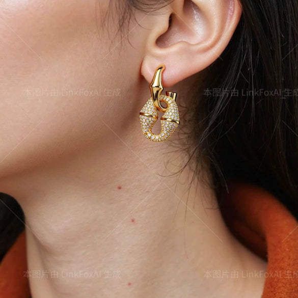 Wholesale Light Luxury Geometric Stainless Steel Real Gold Plated Jewelry Set For Women Earrings Necklace Bracelet
