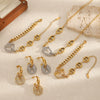 Wholesale Light Luxury Geometric Stainless Steel Real Gold Plated Jewelry Set For Women Earrings Necklace Bracelet