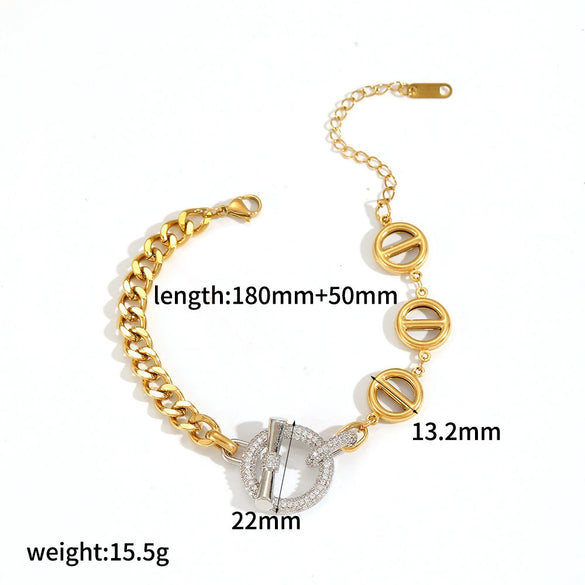Wholesale Light Luxury Geometric Stainless Steel Real Gold Plated Jewelry Set For Women Earrings Necklace Bracelet