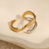 Wholesale Light Luxury Geometric Stainless Steel Ring With Imitation Pearl And Electroplating