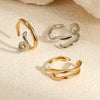 Wholesale Light Luxury Geometric Stainless Steel Ring With Imitation Pearl And Electroplating