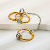 Wholesale Light Luxury Geometric Stainless Steel Ring With Zircon Inlay And Vacuum Real Gold Plating For Women