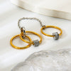 Wholesale Light Luxury Geometric Stainless Steel Ring With Zircon Inlay And Vacuum Real Gold Plating For Women