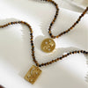 Wholesale Light Luxury Geometric Stainless Steel Tarot Card Necklace With Rhinestones And Tiger Eye Stone Beads For Women Polished Plating Handmade Beaded Chain