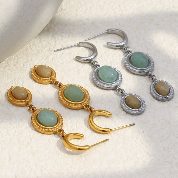 Wholesale Light Luxury Geometric Stainless Steel Vacuum Plated Earrings For Women