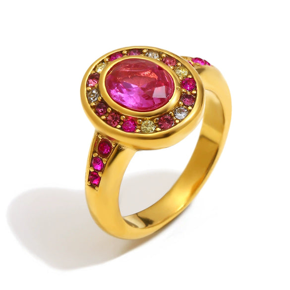 Wholesale Light Luxury Geometric Stainless Steel Vacuum Plated Ring Jewelry For Women