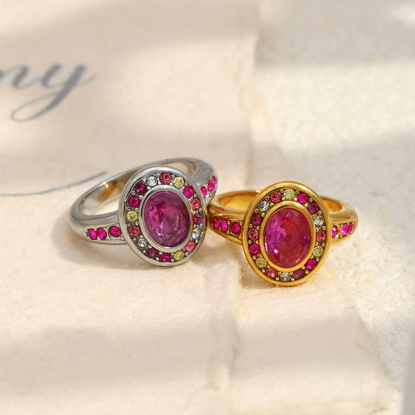 Wholesale Light Luxury Geometric Stainless Steel Vacuum Plated Ring Jewelry For Women