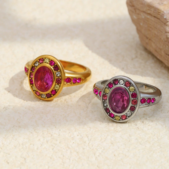 Wholesale Light Luxury Geometric Stainless Steel Vacuum Plated Ring Jewelry For Women