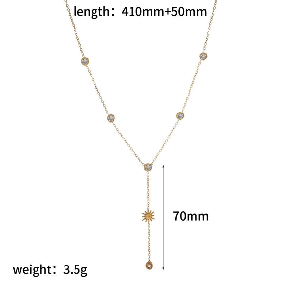 Wholesale Light Luxury Geometric Stainless Steel Vacuum Real Gold Plated Pendant Necklace For Women With Oshaped Chain