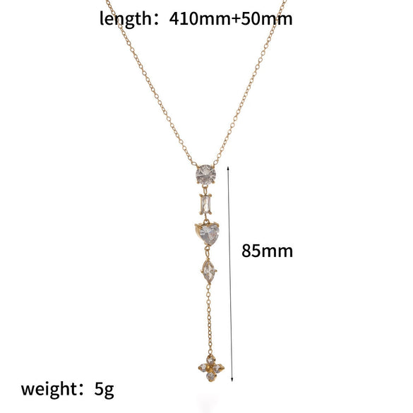 Wholesale Light Luxury Geometric Stainless Steel Vacuum Real Gold Plated Pendant Necklace For Women With Oshaped Chain