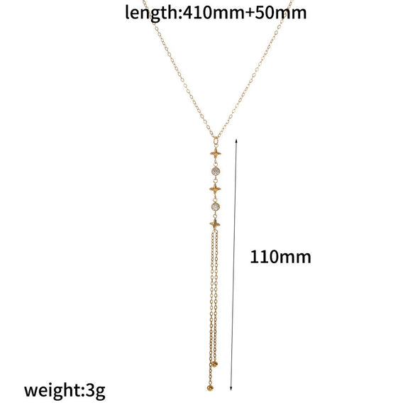 Wholesale Light Luxury Geometric Stainless Steel Vacuum Real Gold Plated Pendant Necklace For Women With Oshaped Chain
