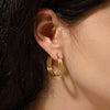 Wholesale Light Luxury Geometric Stainless Steel Women's Earrings With Pvd Furnace Vacuum Real Gold Plating