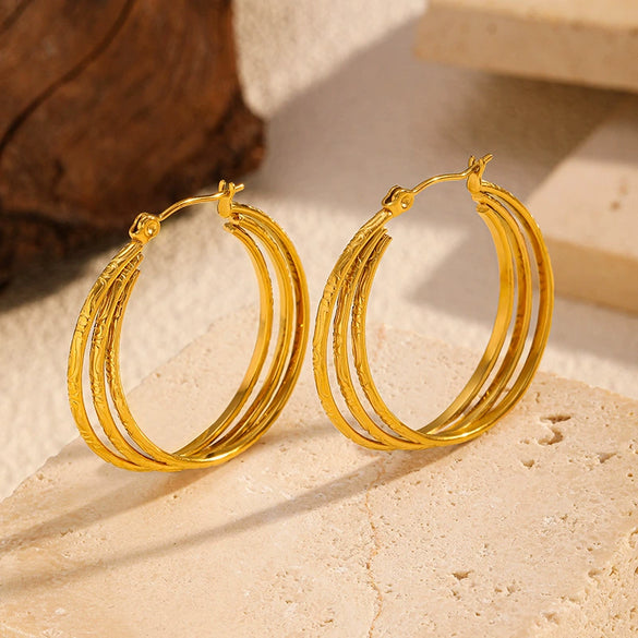 Wholesale Light Luxury Geometric Stainless Steel Women's Earrings With Pvd Furnace Vacuum Real Gold Plating