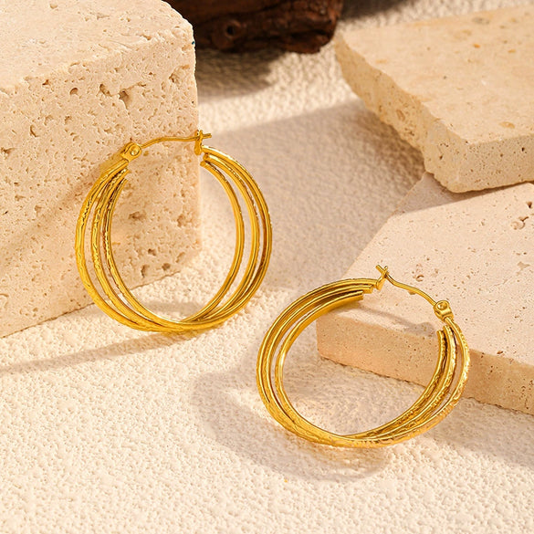 Wholesale Light Luxury Geometric Stainless Steel Women's Earrings With Pvd Furnace Vacuum Real Gold Plating