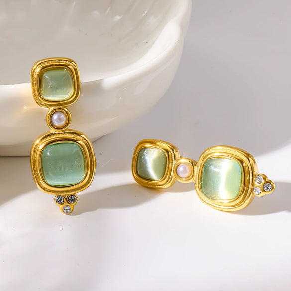 Wholesale Light Luxury Geometric Stainless Steel Women's Earrings With Vacuum Real Gold Plating In Pvd Furnace