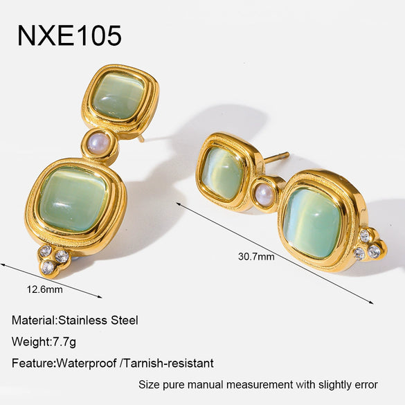 Wholesale Light Luxury Geometric Stainless Steel Women's Earrings With Vacuum Real Gold Plating In Pvd Furnace