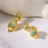 Wholesale Light Luxury Geometric Stainless Steel Women's Earrings With Vacuum Real Gold Plating In Pvd Furnace