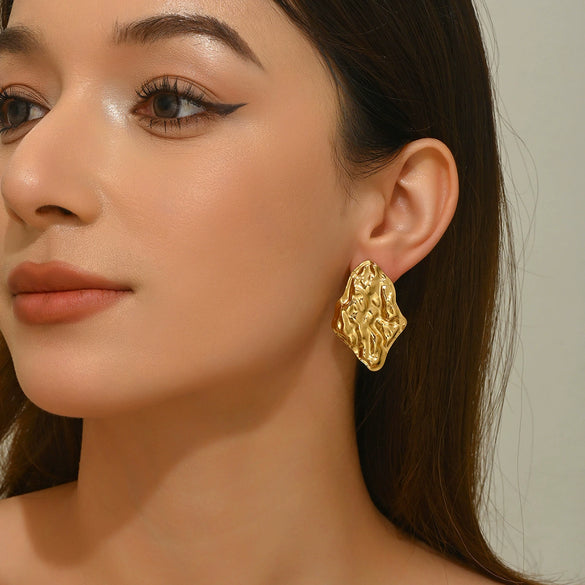 Wholesale Light Luxury Geometric Stamped Stainless Steel Earrings For Women