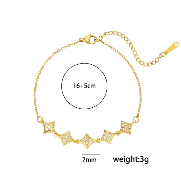Wholesale Light Luxury Geometric Star Zircon Bracelet Set With Diamonds For Women Made Of Titanium Steel