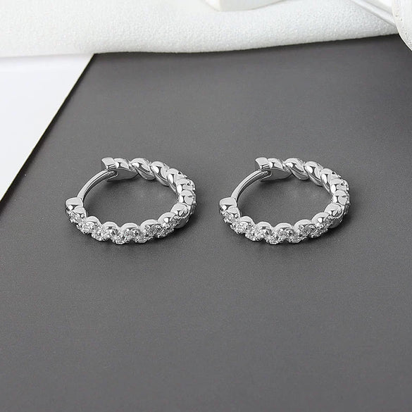 Wholesale Light Luxury Geometric 925 Sterling Silver And Copper Zircon Earrings For Women With Electroplating