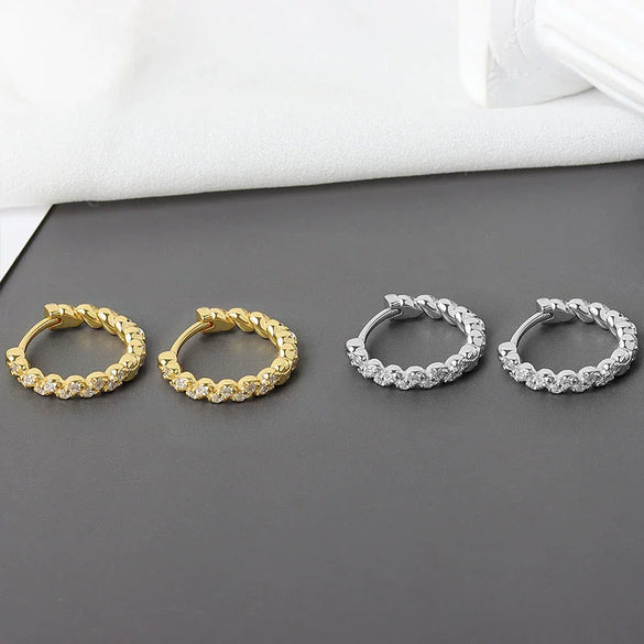 Wholesale Light Luxury Geometric 925 Sterling Silver And Copper Zircon Earrings For Women With Electroplating