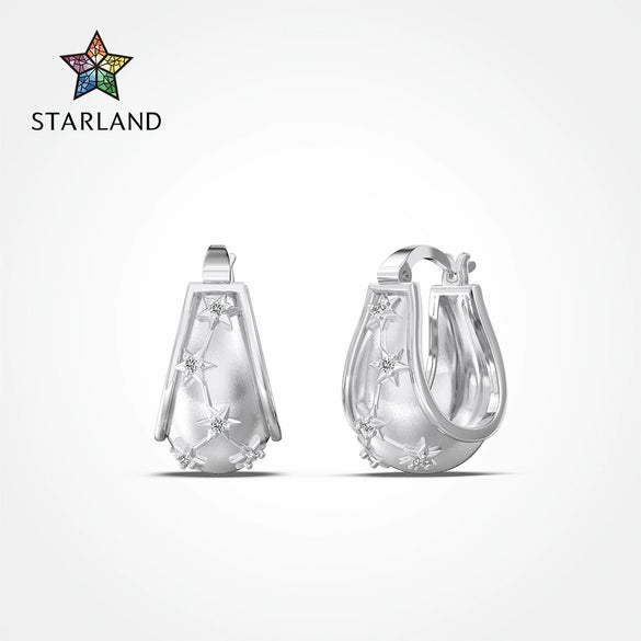 Wholesale Light Luxury Geometric Style S925 Sterling Silver Women's Star Carved Ushaped Water Drop Earrings Electroplated