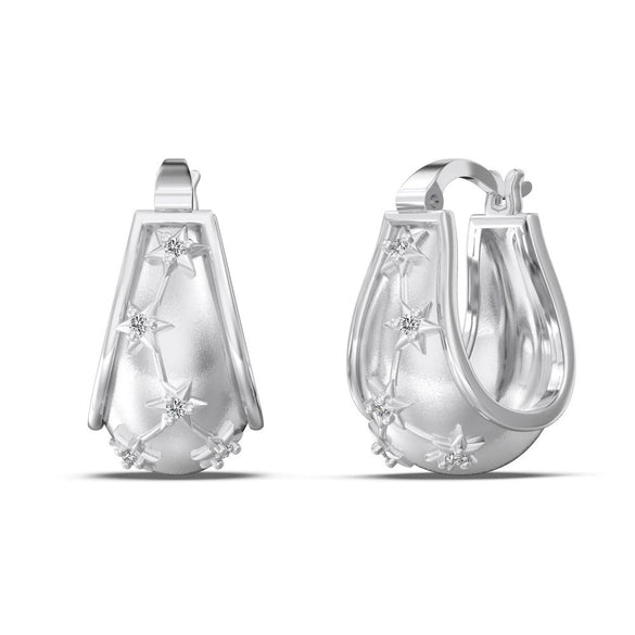 Wholesale Light Luxury Geometric Style S925 Sterling Silver Women's Star Carved Ushaped Water Drop Earrings Electroplated