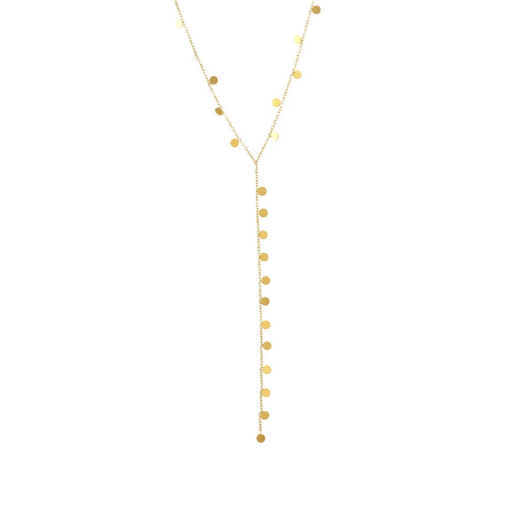 Wholesale Light Luxury Geometric Tassel Disc Y Shaped Clavicle Necklace Titanium Steel Electroplated