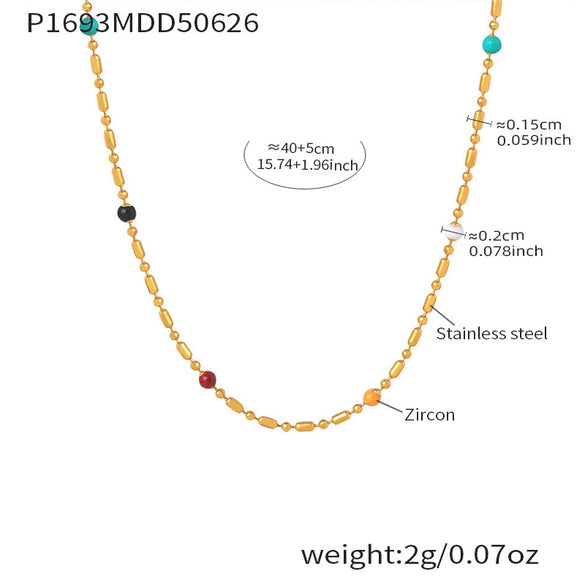 Wholesale Light Luxury Geometric Tassel Disc Y Shaped Clavicle Necklace Titanium Steel Electroplated