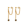 Wholesale Light Luxury Geometric Tiger Eye Stone Stainless Steel Vacuum Real Gold Plated Earrings For Women