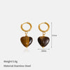 Wholesale Light Luxury Geometric Tiger Eye Stone Stainless Steel Vacuum Real Gold Plated Earrings For Women