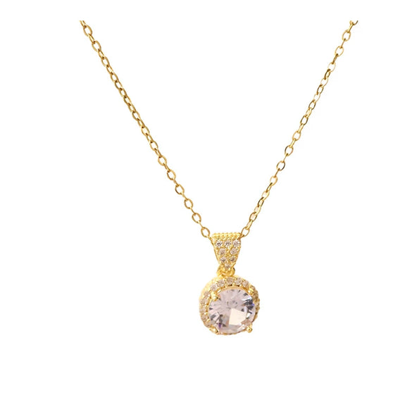 Wholesale Light Luxury Geometric Titanium Steel And Copper Electroplated Round Pendant Necklace For Women