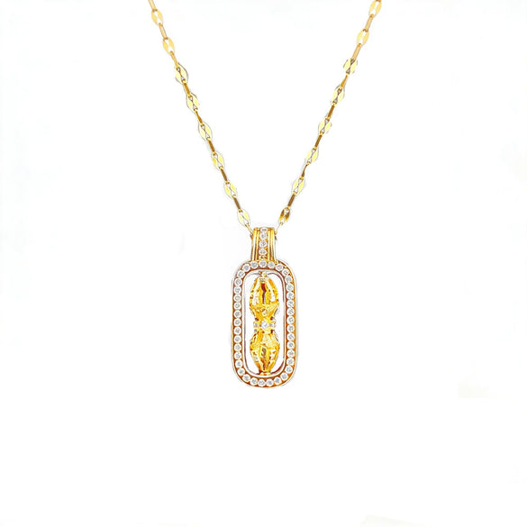 Wholesale Light Luxury Geometric Titanium Steel And Copper Necklace Inlaid With Zircon For Women