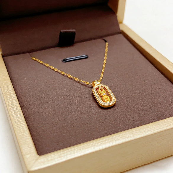 Wholesale Light Luxury Geometric Titanium Steel And Copper Necklace Inlaid With Zircon For Women