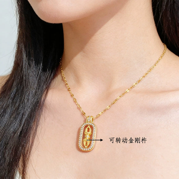 Wholesale Light Luxury Geometric Titanium Steel And Copper Necklace Inlaid With Zircon For Women