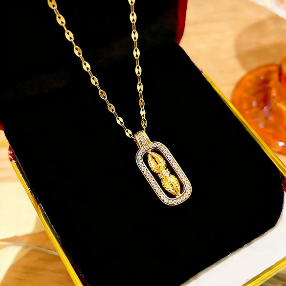 Wholesale Light Luxury Geometric Titanium Steel And Copper Necklace Inlaid With Zircon For Women