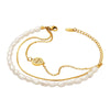 Wholesale Light Luxury Geometric 316L Stainless Steel And Freshwater Pearl Electroplating Bracelet For Women